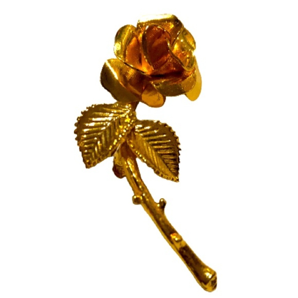 Vintage 1960 Gold Rose Flower Brooch